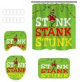 thumbnail image 2 of Mini Grinch Ornaments Grinch Ornaments Grinch Christmas Decorations Christmas Snowman Print Toilet Bathroom Mat And Shower Curtain Four-Piece Set, 2 of 7