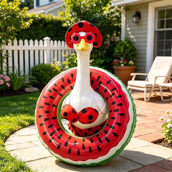 AuroraX 23 inch Porch Goose Outfits Porch Goose Hawaiian Bikini Outfit 23" 19" Summer Happy Birthday with Sunglasses Swimming Ring Porch Duck Clothing Outdoor Decor Porch Goose Accessories