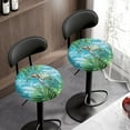 thumbnail image 3 of ZIATUBLE Sea Turtle Bar Stool Chair Slipcovers Palm Leaves Wooden Stool Covers Cushion Set 2 Piece Removable Stool Seat Replacement Cover Size L Padded Bar Stool Covers Round, 3 of 6