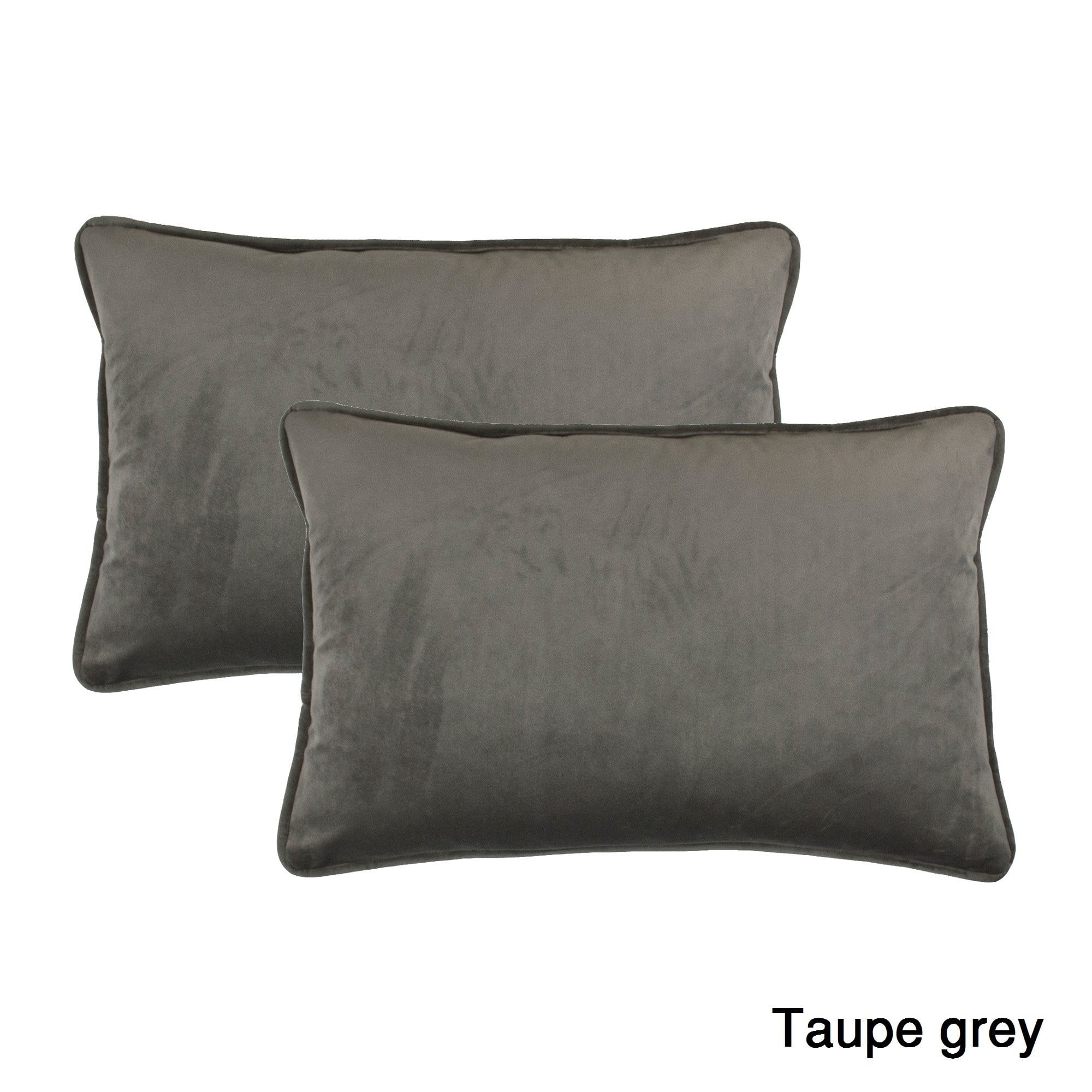 Taupe Grey Velvet Rectangular Boudoir Throw Pillow Set