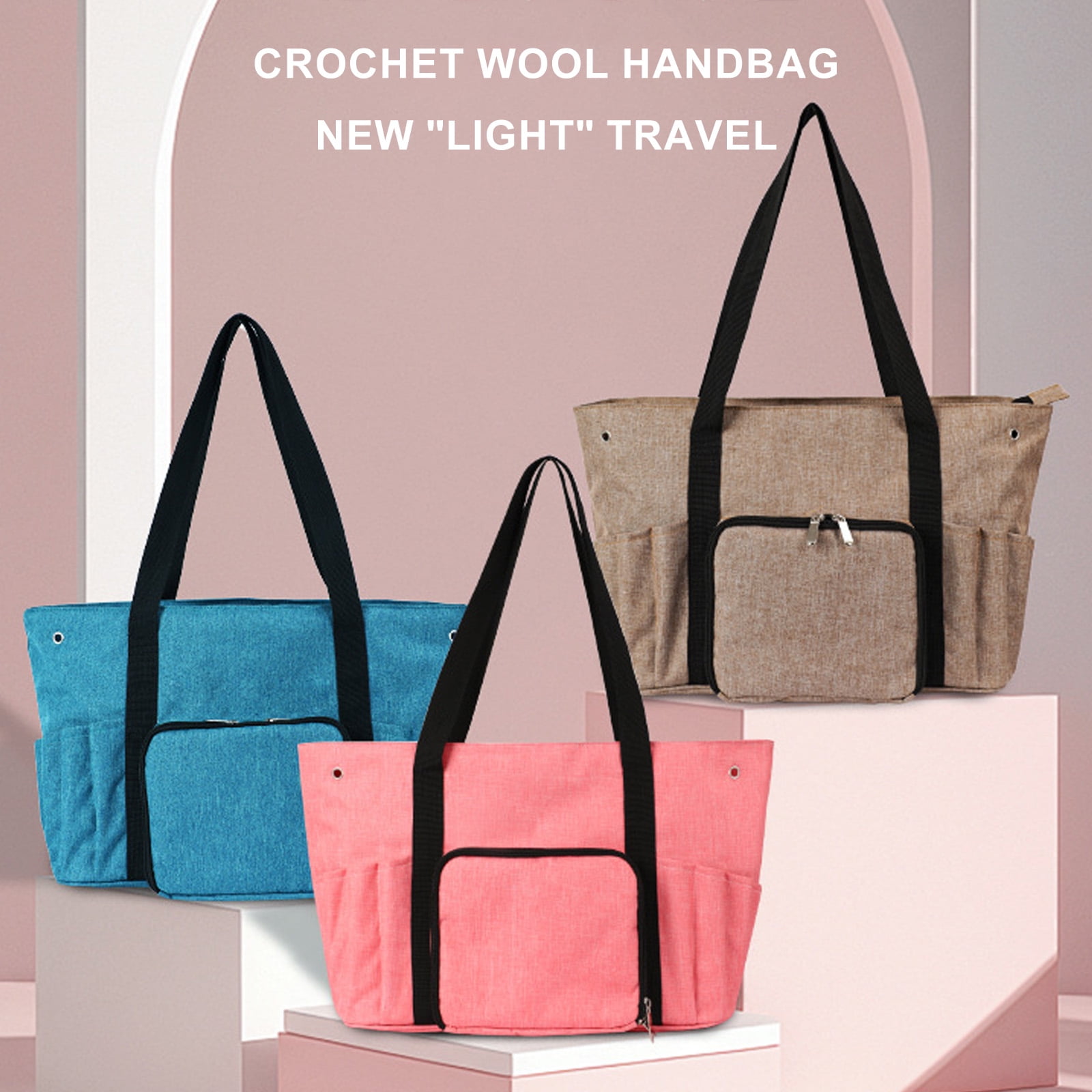 RUISINERY Crochet Bag Large Capacity Yarn Bag Crochet Storage Bag for Knitting Crocheting Organize Knitting Accessories