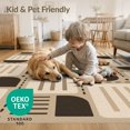 thumbnail image 4 of ODIKA 4'x6' Tan Brown Mid Century Modern Geometric Washable Area Rug Contemporary Abstract Squares Semicircles Stripes for Home Office, Under Desk, Non-Slip Chair-Friendly, Flatwoven, 4 of 7