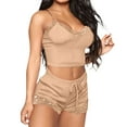 thumbnail image 2 of VLOOCKLW Women's Lace Trim Pajama Set – 2 Piece Short Sleeve Top & Shorts, Soft Sleepwear Night Gowns for Adult Women, 2 of 5
