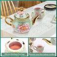 thumbnail image 5 of Wanchiy 20 Pack Porcelain Tea Set with Metal Holder,Flower Cup & Saucer for Party With Gold Flower Painting,European Teapot for Adults,Green, 5 of 7