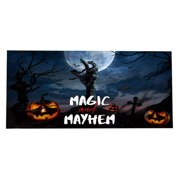 SUSHANG Halloween Hanging Cloth Halloween Garage Door Decorations Banner 7 X 16 Ft Movie Characters Halloween Garage Door Cover for Double Car Garage Hanging Halloween Mural for Outdoor Party
