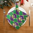thumbnail image 2 of GZHJMY Mardi Gras Cloth Napkin Fleur De Lis Golden Zigzag Purple Green Kitchen Dining Table Decor Dinner Napkin Festive for Gathering Party Favors Carnival 6 Pack 20" × 20", 2 of 6