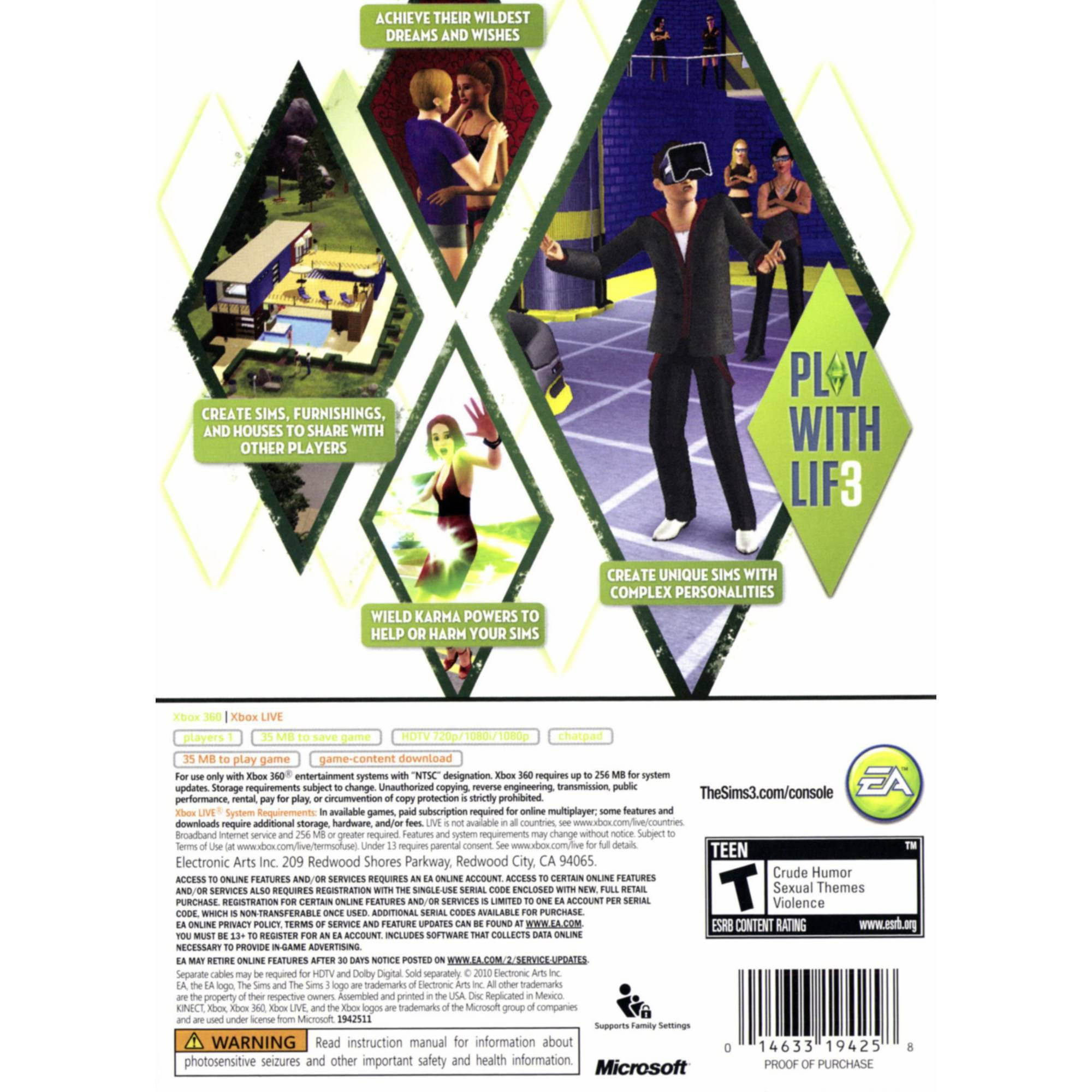 Observatie Patois Verborgen Electronic Arts Sims 3 (Xbox 360) - Walmart.com