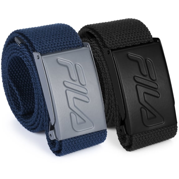 FILA Men's 2-Pack Adjustable Webbing Belt with Snap Buckle