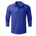 thumbnail image 3 of Toimothcn Mens Shirts 3/4 Sleeve Solid Color Casual Lapel Long Sleeve Shirt Lightweight Soft Shirt Tops Comfy Mens Dailywear, 3 of 5
