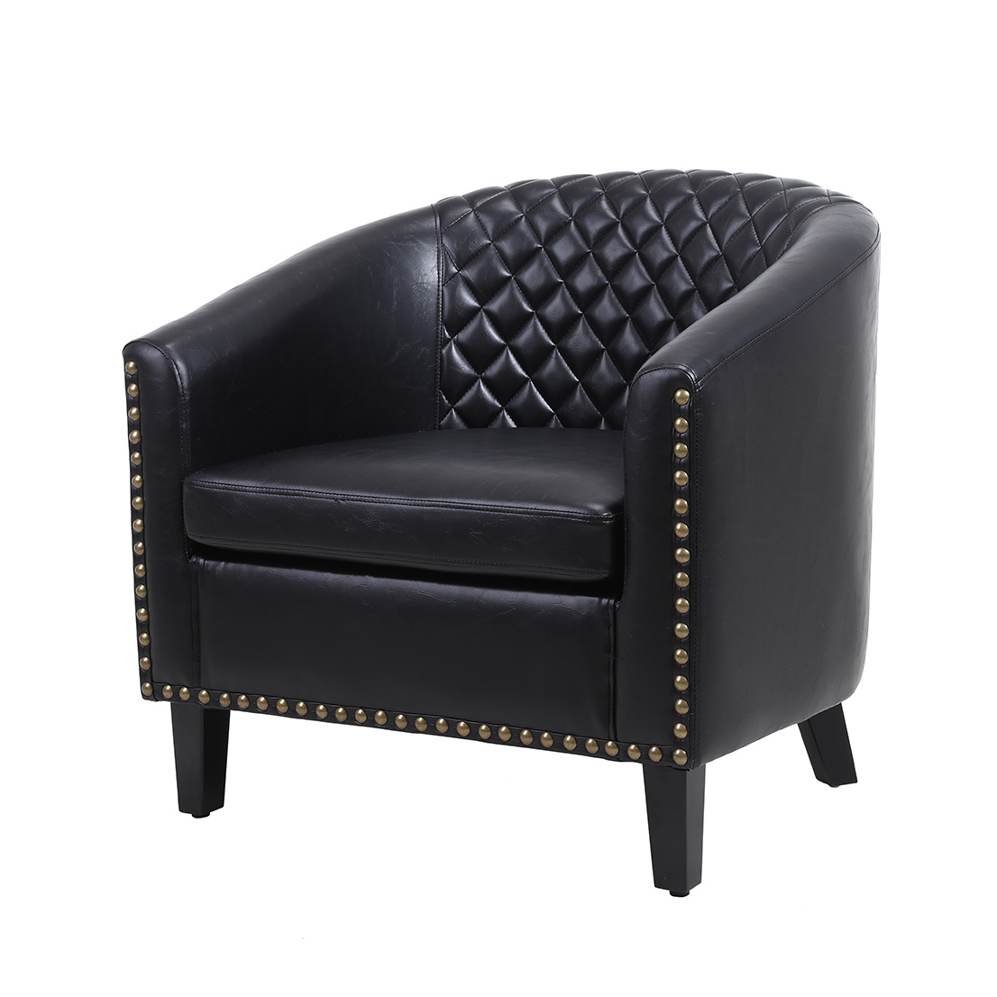PALDIN LEATHER TUB CHAIR Black Faux Leather Armchair Club Chair Bucket Chair For Dining Living Room Office Reception 