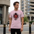 thumbnail image 3 of Smartprints Japanese Oni Mask Anger Kanji Men's T-Shirt Light Pink, Cotton, S, 3 of 4