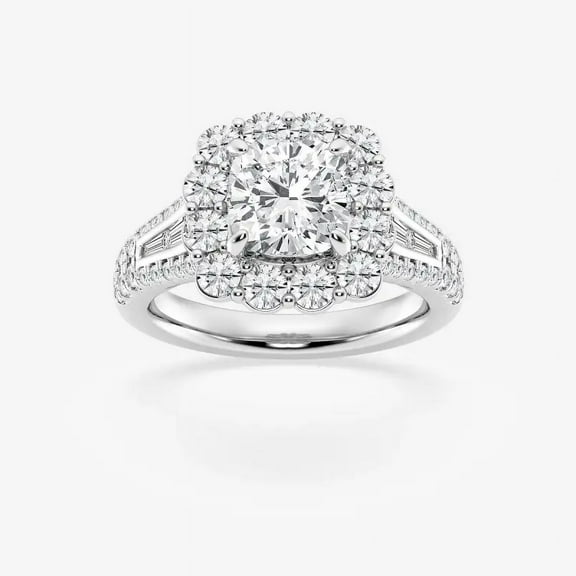 Cloud Jewel 1.7 Ct Round Cut Diamond Ring for Women's - 14K White Gold Plated Rings for Women's - Engagement Wedding Prong Setting Rings - Causal Stacking Rings for Gift - Anniversary Gift for Her