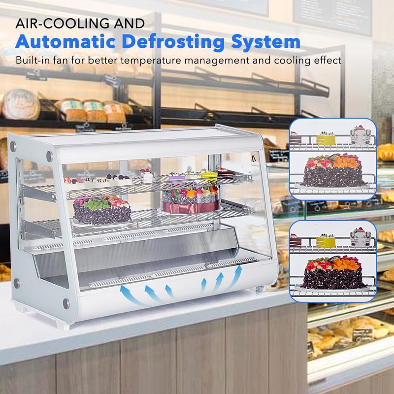 TROPOW Commercial Display Refrigerator, Countertop Refrigerated Display Case with LED Lighting for Bakery, Cafe