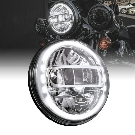 Chrome 7" HALO DRL LED Headlight for Harley Davidson Electra Glide Road