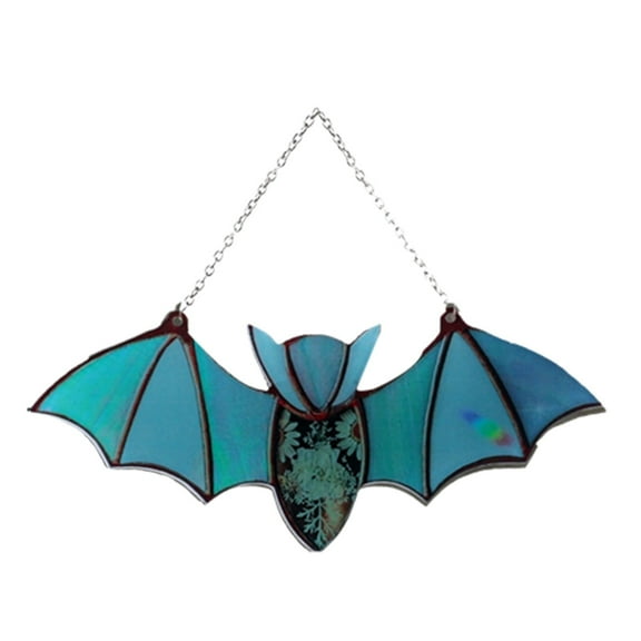 Halloween Decorations Indoor Outdoor - Bat Ornament - Halloween Bat Stained Glass Suncatcher Window Hanging Acrylic Wall Art Suncatcher Decoration Festival Colorful Bat 1Pc