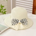 thumbnail image 6 of SikaFu Summer New Black Dot Bow Grass Hat Female Small Fresh Sweet Sun Hat Fashion Temperament, Sun Hat, 6 of 7