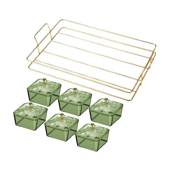 Luzkey Dry Fruit Tray with Lid Divided Snacks Dish Decor Food Storage Bowls Appetizer Serving Plate for Holiday Gifts Party Supplies Green with 6 Grids