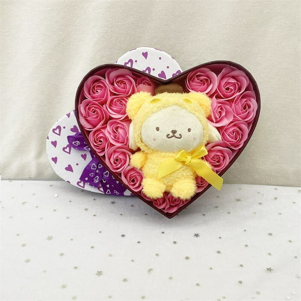 Sanrio-muñeco de peluche de Hello Kitty, muñeco de peluche hecho a mano de Kuromi, My Melody, Cinnamoroll, ramo de rosas, caja de regalo, regalos creativos de San Valentín