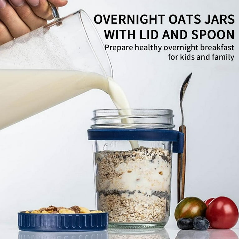 4 Packs 17 oz Overnight Oats Containers with Lids and Spoons