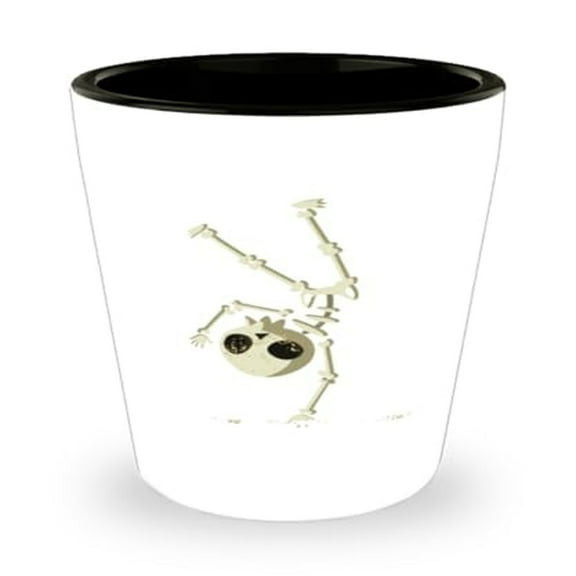 Halloween Breakdancing Skeleton Shot Glass, Unique Dancer Gift, Mini Party Glassware, 1.5oz Novelty Cup for Actuaries