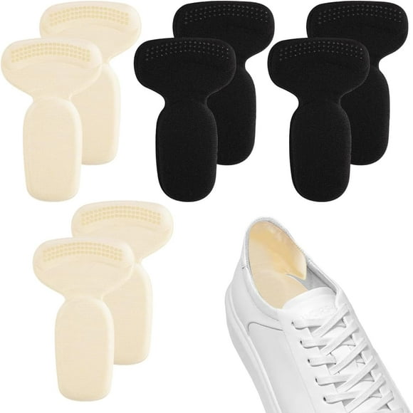 Back Heel Cushion Pads, Insert for Shoes That are Too Big, Self-Adhesive Heel Pads for Boots & Oversized Shoes, Shoe Heel Grips, Anti-Blister Heel Protectors (4 Pairs, Black Beige),Black , Beige