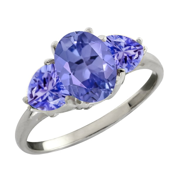 1.96 Ct Genuine Oval Blue Tanzanite Gemstone Sterling Silver Ring by