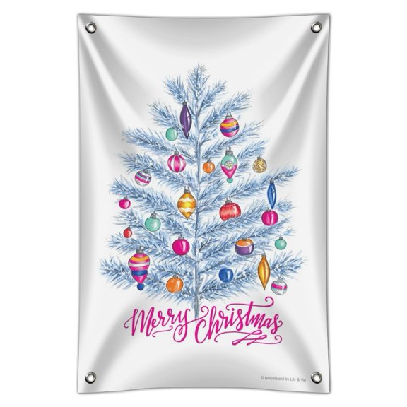 Merry Christmas Tree with Ornaments Home Business Office Sign