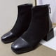 thumbnail image 4 of Teissuly Women's Retro Elastic Ankle Boots Fashion Mid Heel Flat Toe Flat Heeled Zipper Surface Splice Shoes Teissuly WER202312145644, 4 of 9
