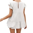 thumbnail image 2 of Camiseta de mujer Verano Encaje Cuello redondo Manga corta Casual Top suelto, Blanco, XL Eigraketly AP001322-04, 2 of 7
