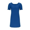 thumbnail image 5 of LOVZFMLL Women's Casual Dresses Summer Puff Short Sleeve Square Neck T-Shirt Dresses Cute Vacation Solid A-Line Mini Dresses Blue S, 5 of 7
