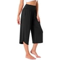 thumbnail image 4 of NOMADIC NOOK Women's 2 Pack Wide-Leg Lounge Yoga Capris with Pockets Casual Cropped Workout Pants Large 2 Packs Black, 4 of 6