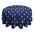 thumbnail image 4 of Dark Blue Christmas Dog and Snowman Pattern Round Tablecloth 60"x60",Wrinkle Wipeable Table Cloth for Kitchen Dining Room Picnic Patio Party, 4 of 6