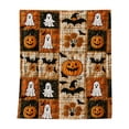 thumbnail image 5 of Clearance! Halloween Quilted Throw Blanket, Vintage Patchwork Pumpkin Ghost Witch Bat Print Soft Cozy Farmhouse Fall Decor Lightweight Quilt Blanket for Couch Bed, 5 of 5