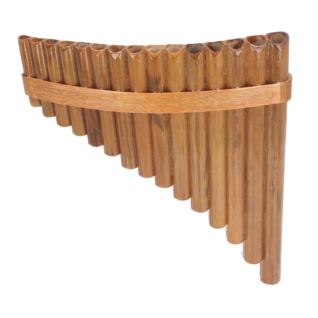 15 Pipes G Key Pan Flute Bamboo Pan Pipe Professional Woodwind Instrument with Cleaning Cloth for Music Recording