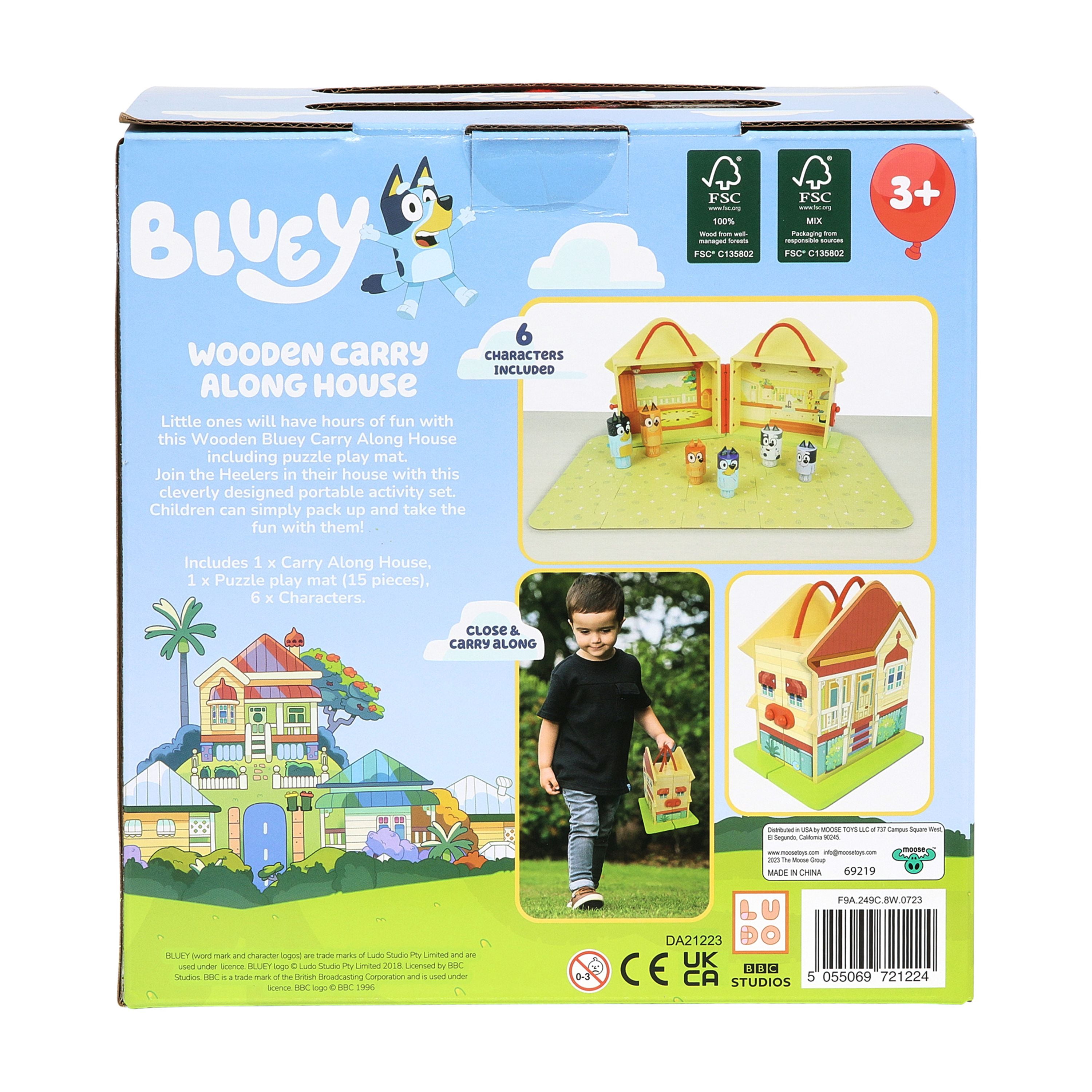 Bluey Wooden Carry Along House, Indoor & Outdoor Play, 22 Pieces, Ages 3+