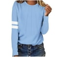 thumbnail image 5 of YUGYXL Womens Sweatshirts Round Neck Fashionable Casual Long Sleeved Tops Light Blue XXXL, 5 of 7