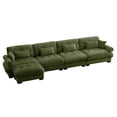 thumbnail image 5 of L Shaped Sectional Cloud Sofa, Convertible Deep 4 Seater Modular Couch for Living Room,Modern Velvet Comfy Upholstered Corner Couch Waist Pillows, Throw Pillows and Blostered Armrests,Olive green 9812, 5 of 12