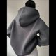 thumbnail image 5 of Sudadera con Capucha de Gran Tamaño para Mujer, Cuello en V, Forro , Larga, Estilo Y2K, Ropa de Otoño A Gris Oscuro M, 5 of 7