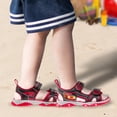 thumbnail image 3 of Sandalias Disney Pixar Cars con iluminación LED para niños y niños, zapatos acuáticos Lightning McQueen Slides con correa ajustable y punta abierta, negros y rojos (talla 7 para niños pequeños), 3 of 6