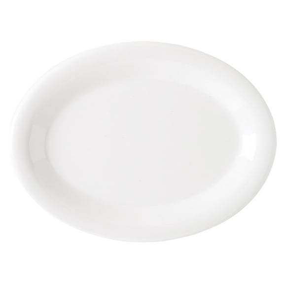 G.E.T. OP-950-DW Melamine Oval Serving Platter / Dinner Plate, 9.75" x 7.25", Diamond White (Set of 12)