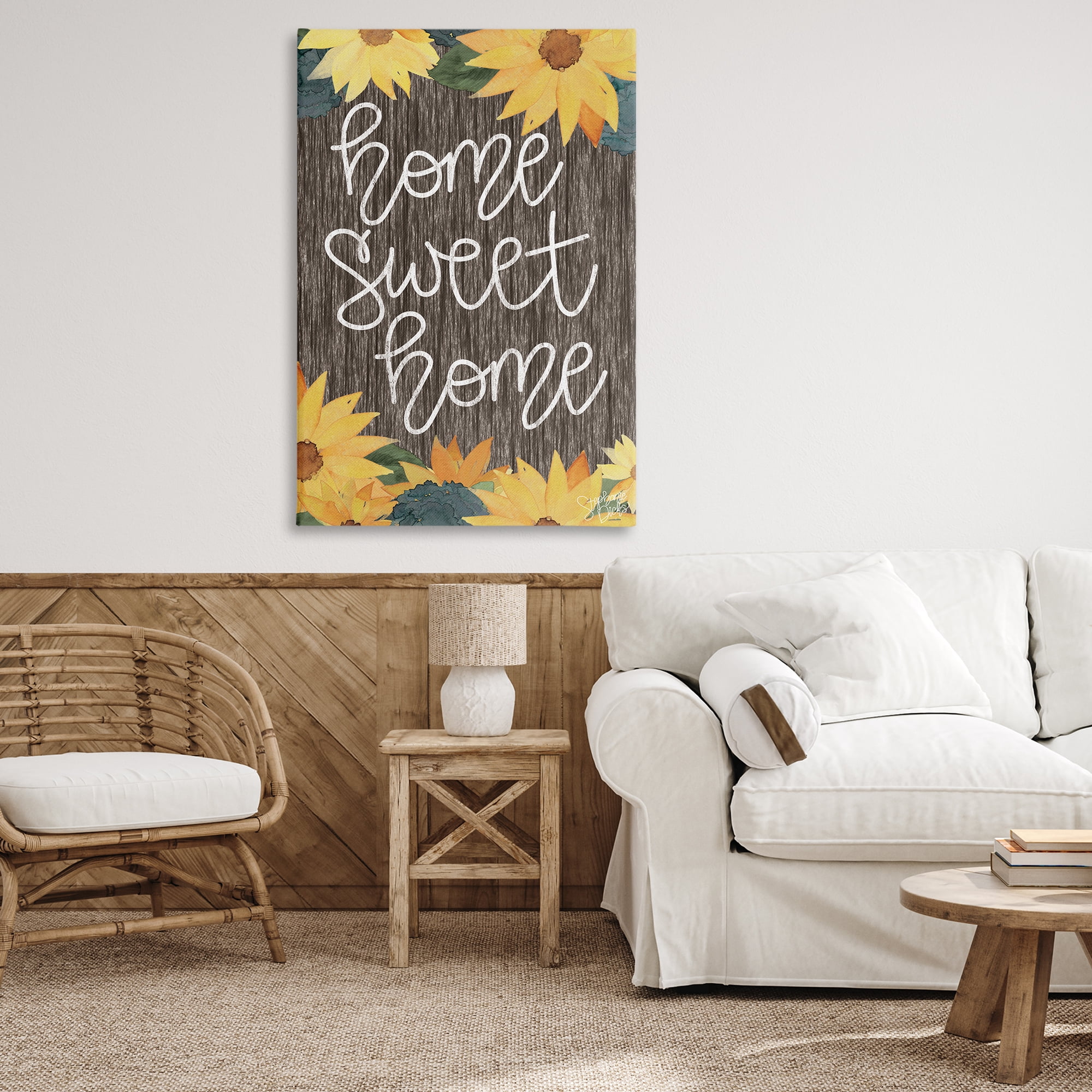 Stupell Industries Floral Welcome Phrase Plants & Flowers Painting Wrapped Canvas Art Print Wall Art, 30 x 45