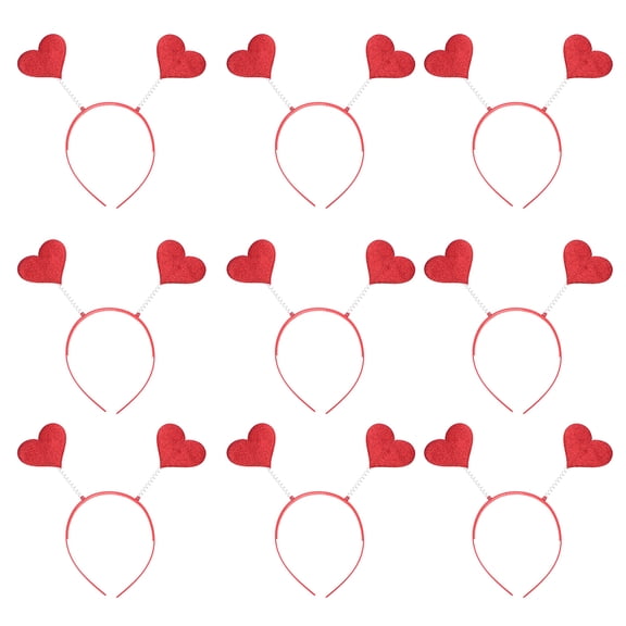 2 Count Valentine Themed Headbands Cute Red Heart