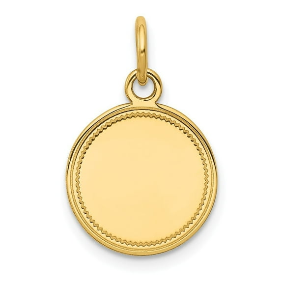 14k Yellow Gold Plain .013 Gauge Engraveable Round Disc Charm - .6 Grams - Measures 19x13mm Wide