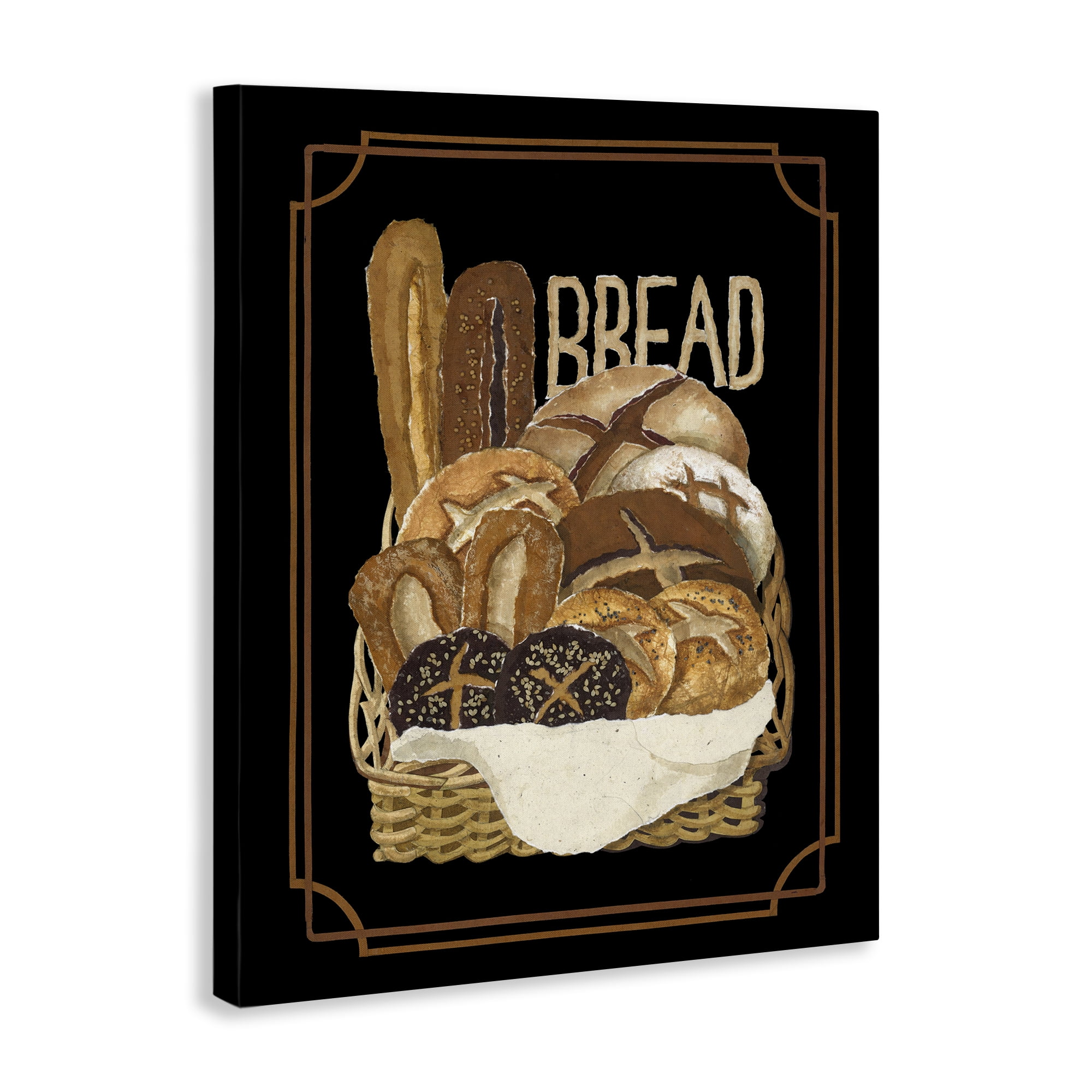 Stupell Industries Traditional Bread Basket Food & Beverage Painting Gallery Wrapped Canvas Art Print Wall Art, 30 x 40