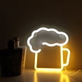 thumbnail image 3 of Letreros de cerveza de neón, jarra de cerveza blanca y amarilla con pilas y alimentada por USB, letrero iluminado, regalos para marido, decoración artística de pared LED, 3 of 5