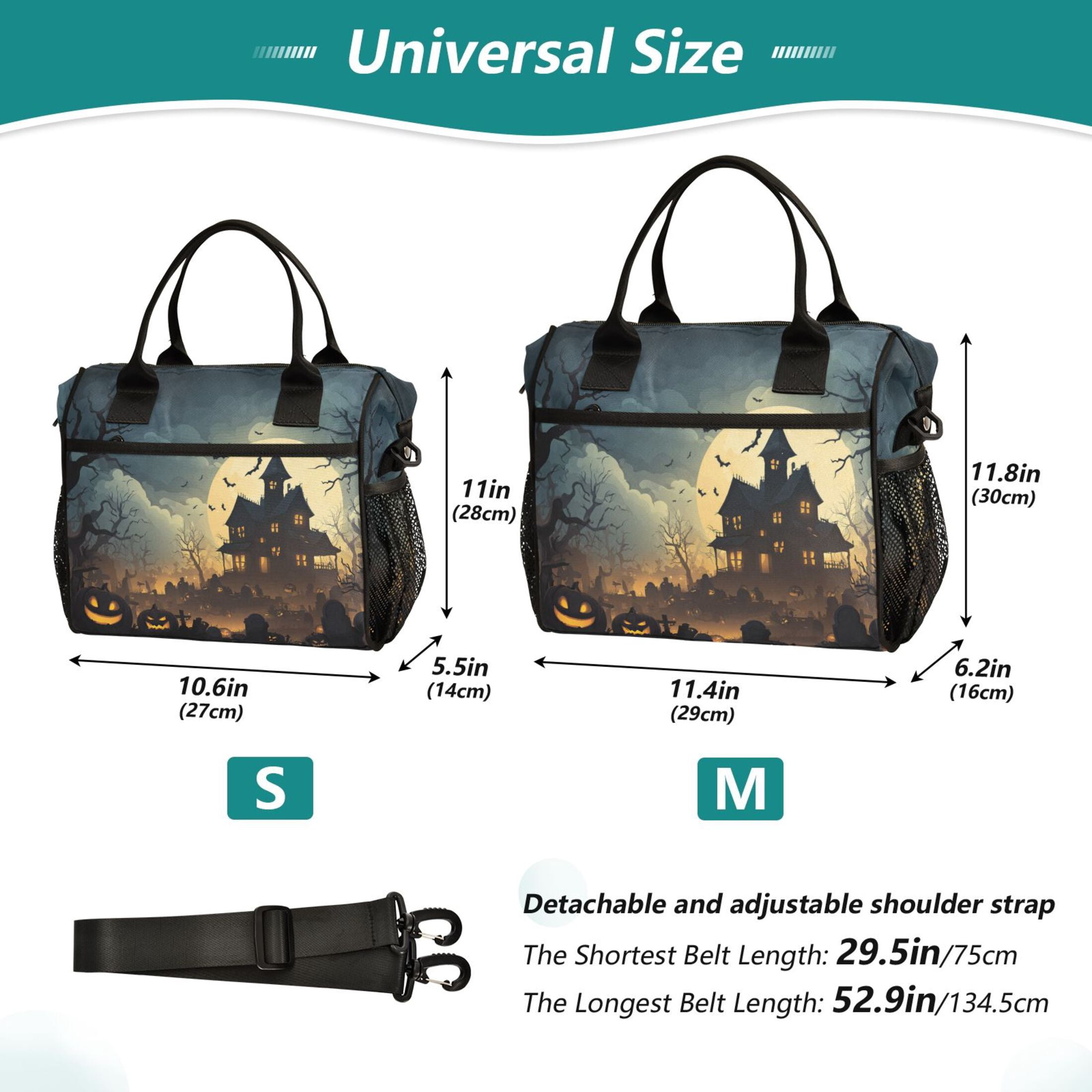 Large Insulated Lunch Bags for Women Men Leakproof Thermal Meal Lunch Tote Bag for Office Work Picnic Travel Spooky Haunted House 9L