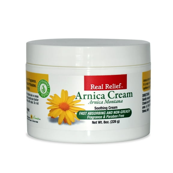 Real Relief Arnica Cream, Non-Greasy, Unscented, Soothing, Hypoallergenic, 8 oz