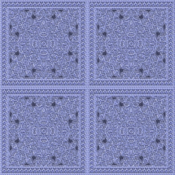 Ahgly Company Machine Washable Indoor Square Transitional Denim Blue Area Rugs, 7' Square