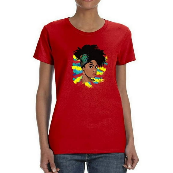 Afro Woman Stunning Portrait Shaped T-Shirt Women -SPIdeals Designs, Female x-Large