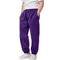 thumbnail image 7 of CPNG Girls Daily Baggy Straight Leg Sweatpants High Waist Elastic Waist Solid Color Wide Leg Athletic Workout Casual Pants Joggers(Dark Purple,3-4 Years), 7 of 7